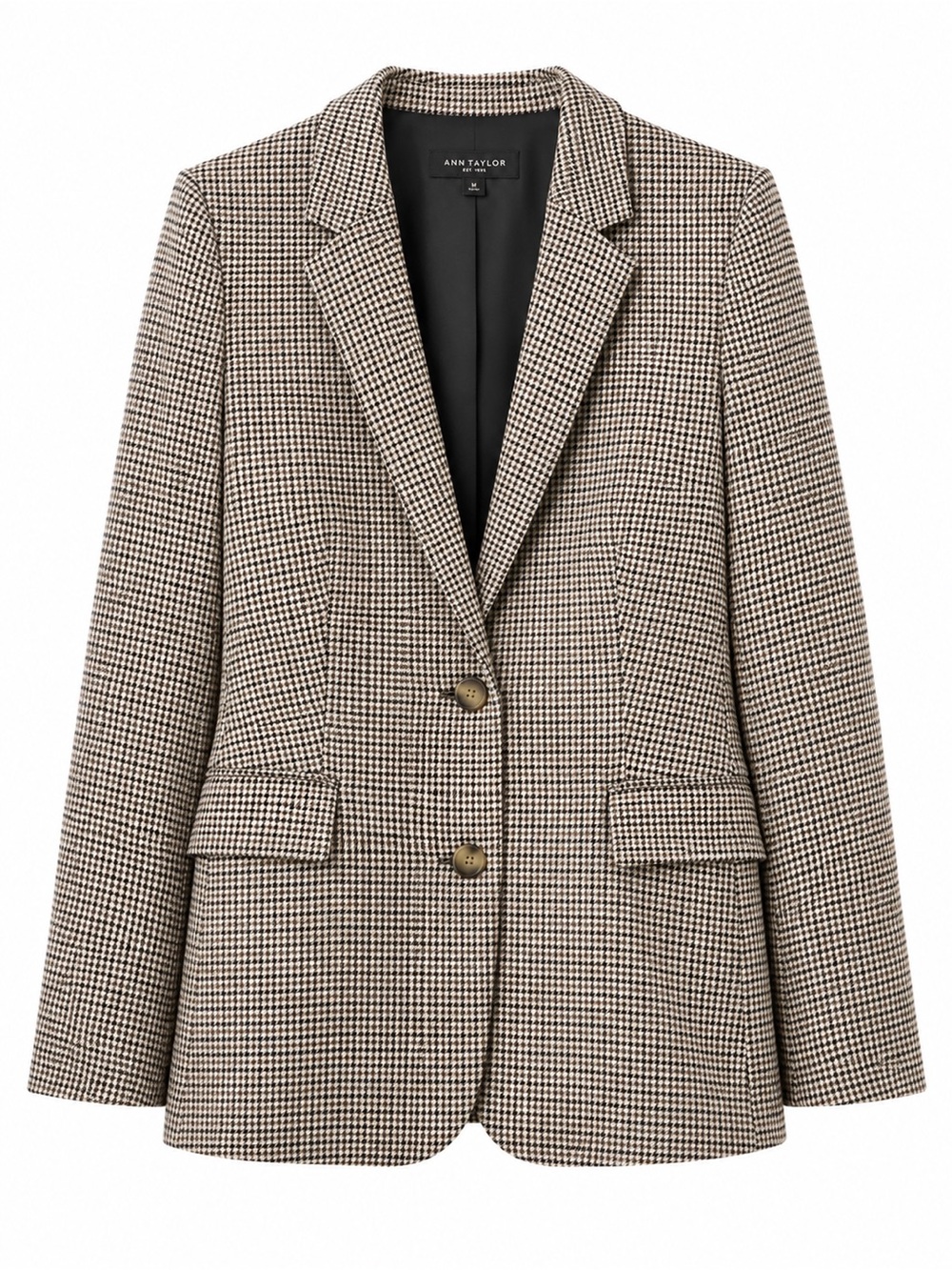 Ann Taylor Houndstooth Blazer in Black and Cream